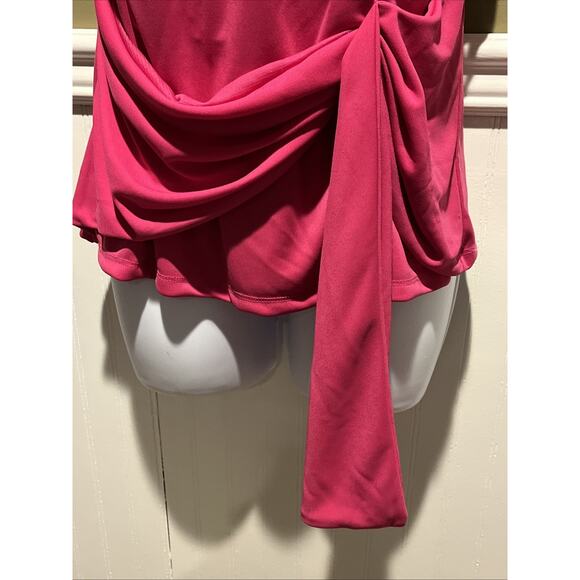 INC NEW Women’s Pink Fuchsia Tank Blouse Faux Wrap Rhinestone accent M Dressy - Picture 6 of 10